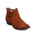 New Women Qupid Sochi-87 Faux Suede Pointy Toe Braided Cut Out Bootie