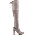 Charles David Sycamore Gray Strech Suede Thigh High Over Knee Fitted Dress Boots (9.5)