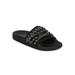 New Women Qupid Booboo-16 Leatherette Chained Open Toe Footbed Slide