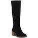 Lucky Brand Women's Ritten Riding Boot Black Suede Knee High Riding Boots (5, Black Suede)