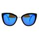 SA106 Womens Color Mirror Mirrored Lens Oversize Cat Eye Sunglasses Black Silver Blue