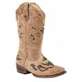 Roper Womens Underlay Snip Toe Western Cowboy Boots Mid Calf Low Heel 1-2"