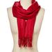 Rose Red Solid Scarfs for Women Fashion Warm Neck Womens Winter Scarves Pashmina Silk Scarf Wrap with Fringes for Ladies by Oussum