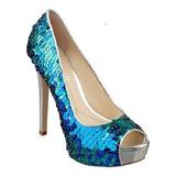 Boutique 9 Cary Women's Pumps Open Toe Heels, Blue / Multi / Silver