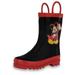 Disney Kids Boys' Mickey Mouse Character Printed Waterproof Easy-On Rubber Rain Boots (Toddler/Little Kids)Â