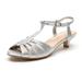 1.75 in. Heel-Dressy Kitten Heel Sandal, Silver - Size 42