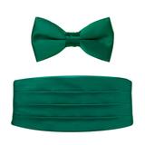 Emerald Green Satin Bow Tie & Cummerbund Set