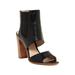 Pour La Victoire Geneva Ankle Wrap Blocked Heel Open Toe Leather Black Sandal (8.5)