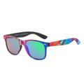 Piranha Unisex "Penelope" Digital Tie-Dye Pattern Frame Retro Sunglasses with Green Mirror Lens