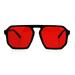 Mens Octagon Geometric Plastic Racer Mob Pilots Sunglasses Red Lens