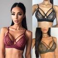 Sexy Women Floral Sheer Lace Triangle Bralette Bra Crop Top Unpadded Mesh Bustier