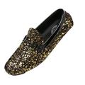Amali Mens Metallic Splatter Casual Slip On Shoes Monty Gold Size 14