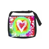 Tie Dye Heart - Black School Shoulder Messenger Bag & Pencil Case Set