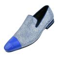 Amali Men's Textured and Metallic Saray Cap Toe Slip-On Smoking Loafer Royal Size 9.5