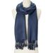 Dark Blue Solid Scarfs for Women Fashion Warm Neck Womens Winter Scarves Pashmina Silk Scarf Wrap with Fringes for Ladies by Oussum