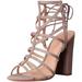 Schutz Loriana Oyster Nude Taupe Caged Strappy Chunky Bock Heel Dress Sandal (5)