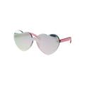 Womens Color Mirror Lens Panel Shield Heart Shape Retro Plastic Sunglasses Pink