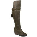 Brinley Co. Womens Wide Calf Over-the-Knee Wedge Boot