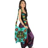 Peacock Handmade Large Shoulder Bag Hobo Crossbody Colorful Boho Everyday Travel Laptop School Market Hippie Blue