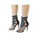 Cape Robbin Blaire-5 Womens Open Toe Strappy Cuff Stiletto High, Navy, Size 7.5