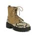 Women Wild Print Lace Up Chunky Lug sole Platform Ankle Boot 19394