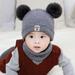 Suefunskry US Newborn Baby Boy Girl Pom Hat Winter Warm Knit Bobble Beanie Cap Scarf Set