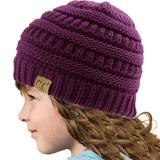 Kids CC Ages 2-7 Warm Chunky Thick Stretchy Knit Slouch Beanie Skull Hat