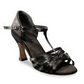 Sansha Adult Black Satin Upper Woven T-Bar Juanita Ballroom Shoes Womens