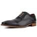 Asher Green Men's Genuine Leather Cap Toe Oxford with Decorative Broguing Lace Up Dress Shoe, Style AG114 Available in Grey, Tan, and Turqouise