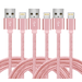 2 Meter Phone Charger Cable 3Pack 6FT USB Fast Charging Nylon Braided Cord Compatible with Smart Phone X Case/8/8 Plus/7/7 Plus/6/6s Plus/5s/5 iPad Mini MAX Case (Pink)