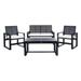 SAFAVIEH Ozark Outdoor 4-Piece Black Wash Living Set