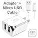 For LG K20 V / K20 Plus 2in1 Home Charger 2.1A+5 Ft Micro USB Charging Cable White