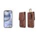 Bemz Pouch Bundle for Apple iPhone 12: Vertical PU Leather Belt Holster Phone Carrying Case Holder with Inner Card Slots with Tempered Glass Screen Protector - Brown