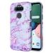 LG Phoenix 5 /Tribute Monarch /K8x Phone Case Marble Hybrid Armor [Shock Absorption] Rubber Dual Layer Rugged Protective Purple Gray Marble Stone Cover for LG Tribute Monarch LG K8x LG Phoenix 5