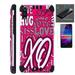 WORLD ACC Combat Guard Phone Case Compatible with TCL A2X + Screen Protector Brushed Metal Texture Hybrid Cover (XO Pink Love)
