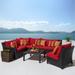 Deco 6 Piece Sunbrella Outdoor Patio Sectional And Table Set