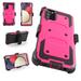 FIEWESEY for Samsung Galaxy A02S Case Heavy Duty High Impact Resistant Armor Holster Defender Case with Kickstand+Swivel Belt Clip Holster Built-in Screen Protector for Samsung Galaxy A02S(Pink)