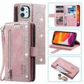 Dteck Case For iPhone 11 6.1 inch 2019 Luxury PU Leather 9 Card Holder Flip Magnetic Wallet Purse Case with Zipper Coin/Cash Pocket Fold Stand rosegold
