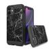 Capsule Case Compatible with iPhone 12 mini [Hybrid Fusion Dual Layer Slick Armor Shock Defender Black Case Cover] for iPhone 12 mini 5.4 inch (Black Marble Print)