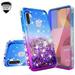 Cute Phone Case for Galaxy A11 Case w[Temper Glass] Liquid Glitter Bling Diamond Bumper Girls Women For Galaxy A11 - Purple/Blue