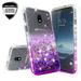 Samsung Galaxy J3 2018 Case Galaxy J3 Orbit Case Galaxy J3 Star Case Galaxy J3 V 2018/J3 Achieve/J3 Aura/Express Prime 3/Amp Prime 3 Case Liquid Glitter Bling Bumper Phone Case - Purple/Clear