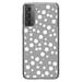 DistinctInk Clear Shockproof Hybrid Case for Galaxy S21 5G (6.2 Screen) - TPU Bumper Acrylic Back Tempered Glass Screen Protector - Grey White Bubbles Polka Dots - Polka Dot Pattern