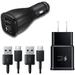 Adaptive Fast Charger Kit for Samsung Galaxy S10/ S10e/ S9/S8/S8 Plus/Note 8/9 USB Recharger Kit (Wall Charger + Car Charger + 2 x Type C USB Cables) Quick Charger-Black