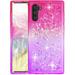 Mignova Galaxy Note 10 case 3 in 1 Hard Clear Detachable Sparkle Dynamic Drift Sand Blink Flow Sand Glitter Heart-Shape Quicksand & Paillette Back Clear Hourglass Case Cover(Red+Purple)