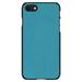 DistinctInk Case for iPhone 7 / 8 / SE (2020 Model) (4.7 Screen) - Custom Ultra Slim Thin Hard Black Plastic Cover - Teal Faux Leather Print Design - Printed Faux Leather Image