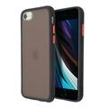 Translucent Matte Case For iPhone SE 2020 (2nd Gen) Hybrid Hard Back Soft Edges TPU Full Body Cover Black/Red by Insten