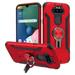 LG Phoenix 5 /Tribute Monarch /K8x Phone Case Ring Stand Hybrid Rugged Heavy Duty Armor Rubber TPU 2 layers with Car Air Vent Grip Mount Holder[RED] Cover for LG Tribute Monarch LG K8x LG Phoenix 5