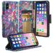 Apple iPhone Xs/iPhone X Case Leather Wallet Case Kickstand Phone Case for iPhone Xs 2018/iPhone X Phone Case - Rainbow Flower