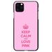 DistinctInk Case for iPhone 12 MINI (5.4 Screen) - Custom Ultra Slim Thin Hard Black Plastic Cover - Keep Calm and Love Pink