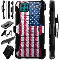 Compatible with LG K92 Hybrid LuxGuard Holster Phone Case Cover (US Flag Crosshatch)